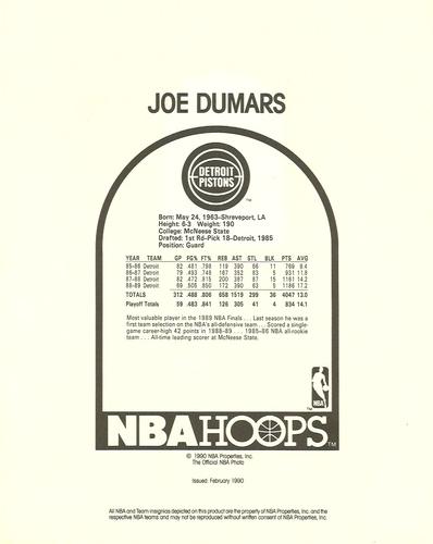 1990-91 Hoops Action Photos #90N16 Joe Dumars Back