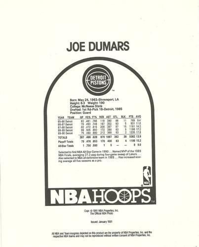 1990-91 Hoops Action Photos #91T42A Joe Dumars Back