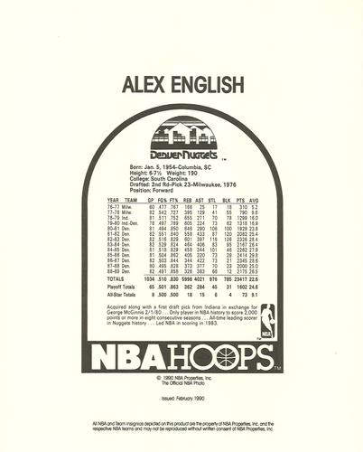 1990-91 Hoops Action Photos #90N19 Alex English Back