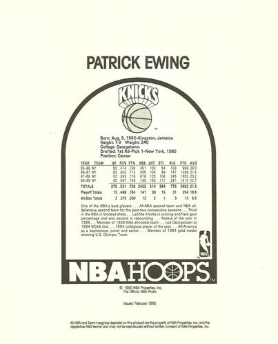 1990-91 Hoops Action Photos #90N6 Patrick Ewing Back