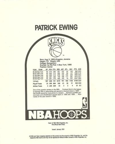 1990-91 Hoops Action Photos #91N4 Patrick Ewing Back