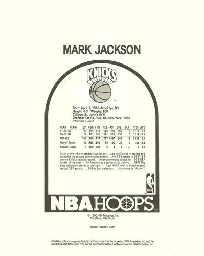 1990-91 Hoops Action Photos #90N20 Mark Jackson Back