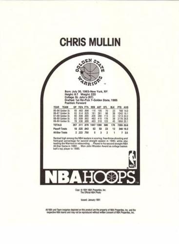 1990-91 Hoops Action Photos #91N21 Chris Mullin Back