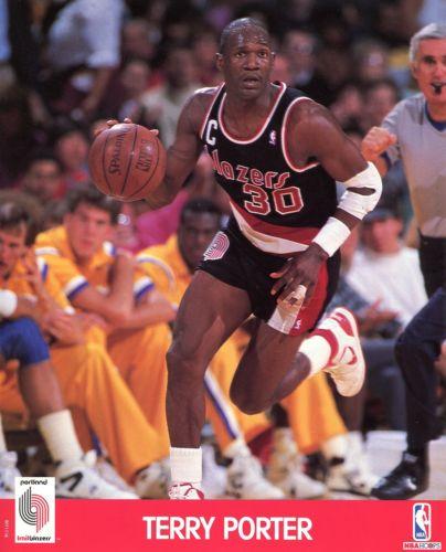 1990-91 Hoops Action Photos #90T171B Terry Porter Front