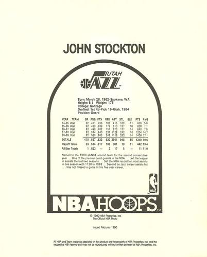 1990-91 Hoops Action Photos #90N18 John Stockton Back