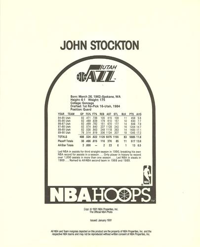 1990-91 Hoops Action Photos #91N18 John Stockton Back