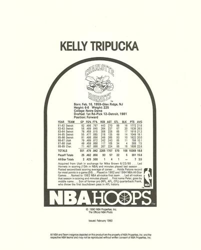 1990-91 Hoops Action Photos #90T63B Kelly Tripucka Back