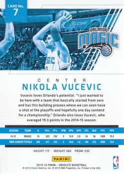 2015-16 Panini Absolute #7 Nikola Vucevic Back