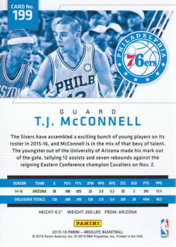 2015-16 Panini Absolute #199 T.J. McConnell Back