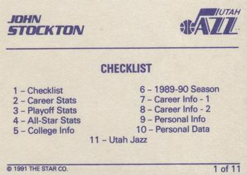1990-91 Star John Stockton #1 John Stockton Back