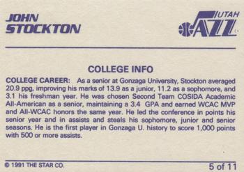 1990-91 Star John Stockton #5 John Stockton Back