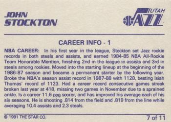 1990-91 Star John Stockton #7 John Stockton Back