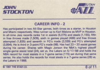 1990-91 Star John Stockton #8 John Stockton Back