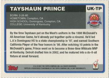 2007 Topps McDonald's All-American UK UL #UK-TP Tayshaun Prince Back