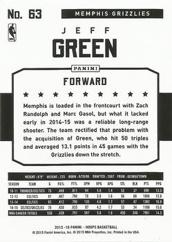 2015-16 Hoops - Green #63 Jeff Green Back