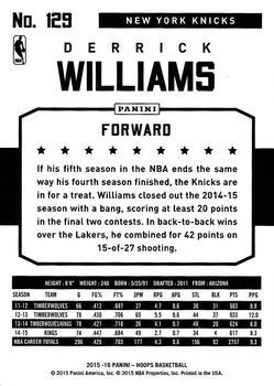 2015-16 Hoops - Green #129 Derrick Williams Back