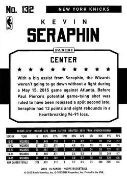 2015-16 Hoops - Green #132 Kevin Seraphin Back