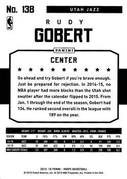 2015-16 Hoops - Green #138 Rudy Gobert Back
