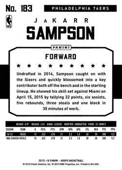 2015-16 Hoops - Green #183 JaKarr Sampson Back