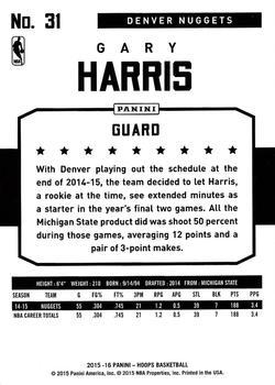 2015-16 Hoops - Gold #31 Gary Harris Back