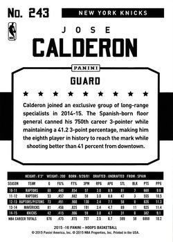 2015-16 Hoops - Gold #243 Jose Calderon Back