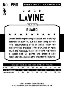 2015-16 Hoops - Gold #250 Zach LaVine Back