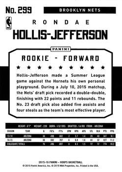 2015-16 Hoops - Gold #299 Rondae Hollis-Jefferson Back