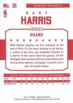 2015-16 Hoops - Red Back #31 Gary Harris Back