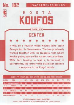 2015-16 Hoops - Red Back #182 Kosta Koufos Back