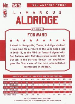 2015-16 Hoops - Red Back #232 LaMarcus Aldridge Back
