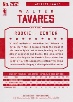 2015-16 Hoops - Red Back #262 Walter Tavares Back