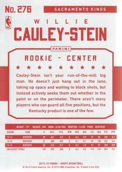 2015-16 Hoops - Red Back #276 Willie Cauley-Stein Back