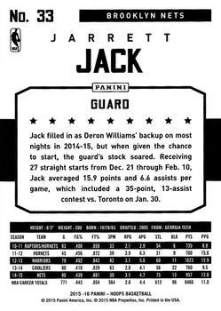 2015-16 Hoops - Blue #33 Jarrett Jack Back