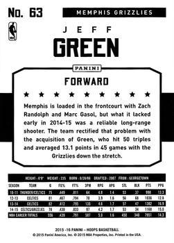 2015-16 Hoops - Blue #63 Jeff Green Back