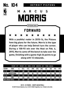 2015-16 Hoops - Blue #104 Marcus Morris Back