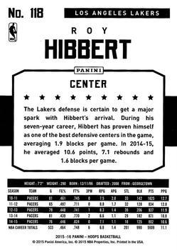 2015-16 Hoops - Blue #118 Roy Hibbert Back