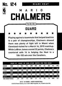 2015-16 Hoops - Blue #124 Mario Chalmers Back