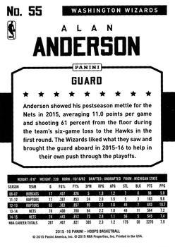 2015-16 Hoops - Red #55 Alan Anderson Back