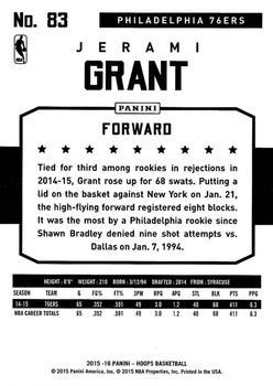 2015-16 Hoops - Red #83 Jerami Grant Back