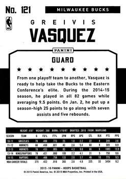 2015-16 Hoops - Red #121 Greivis Vasquez Back