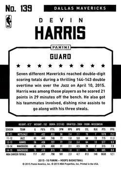 2015-16 Hoops - Red #139 Devin Harris Back