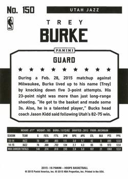 2015-16 Hoops - Red #150 Trey Burke Back