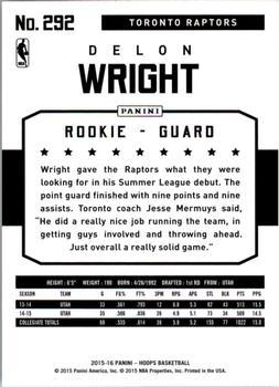 2015-16 Hoops - Red #292 Delon Wright Back
