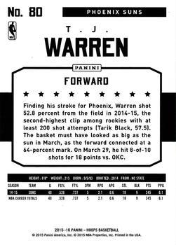 2015-16 Hoops - Silver #80 T.J. Warren Back