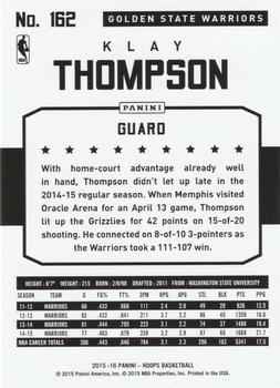 2015-16 Hoops - Silver #162 Klay Thompson Back