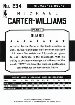 2015-16 Hoops - Silver #234 Michael Carter-Williams Back