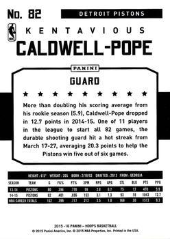 2015-16 Hoops - Artist Proof #82 Kentavious Caldwell-Pope Back