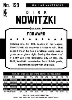2015-16 Hoops - Artist Proof Black #159 Dirk Nowitzki Back