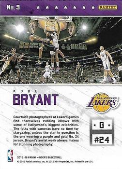 2015-16 Hoops - Courtside #9 Kobe Bryant Back