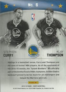 2015-16 Hoops - Double Trouble #6 Klay Thompson / Stephen Curry Back